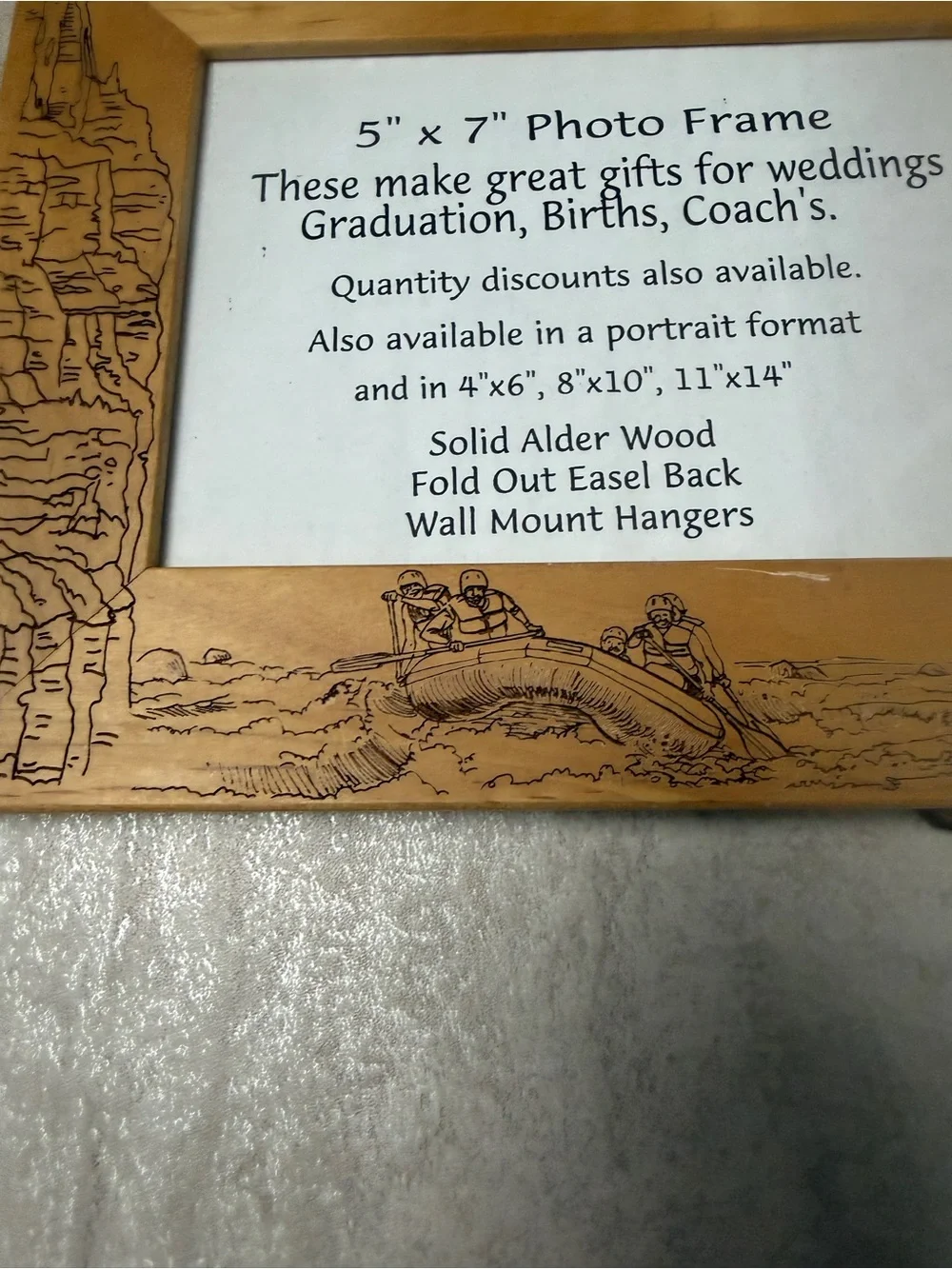 Vintage Colorado photo frame raftin Alder Wood 5x7 custom engraved Photo frame